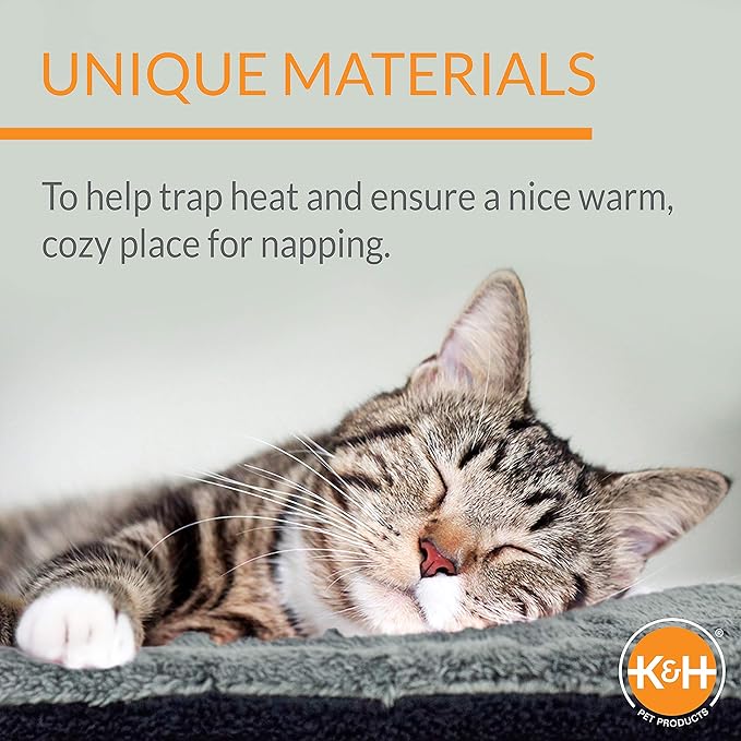 K&H Pet Products Self-Warming Cat Bed Pad,Self Heating Pad for Outdoor Cat Houses,Warming Mat for Indoor Pet Beds&Furniture,Reversible Blanket,Machine Washable-Small 21 X 17in Gray/Black,(Pack of 6)