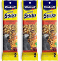 Vitakraft 3 Pack of Apricot & Cherry Crunch Sticks for Parrots, 2 Sticks Each