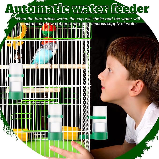 16 Pcs Automatic Bird Water Dispenser Bulk Plastic Bird Water Feeder Drinker Waterer for Pet Parrots Cage Parakeets Cockatiel Budgie Pigeon Quail Lovebirds Watering Supplies Drinking Bottle
