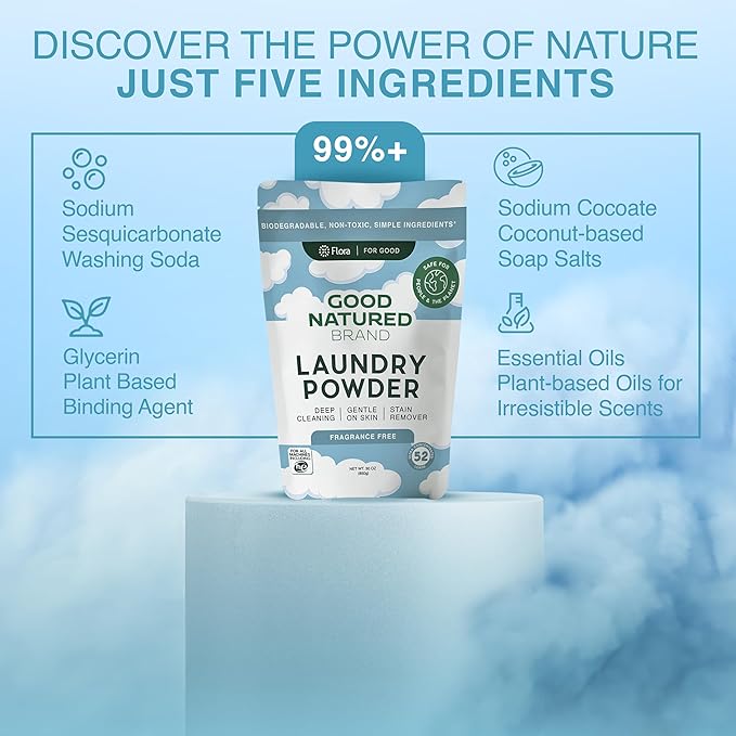 Good Natured Brand | Pet Stain & Odor Remover for Laundry | Pet Laundry Detergent for Dogs Beds, Cat Pee, Smell, Dog Drool | Hypoallergenic & Non-Toxic | Unscented | 47oz 94 Loads
