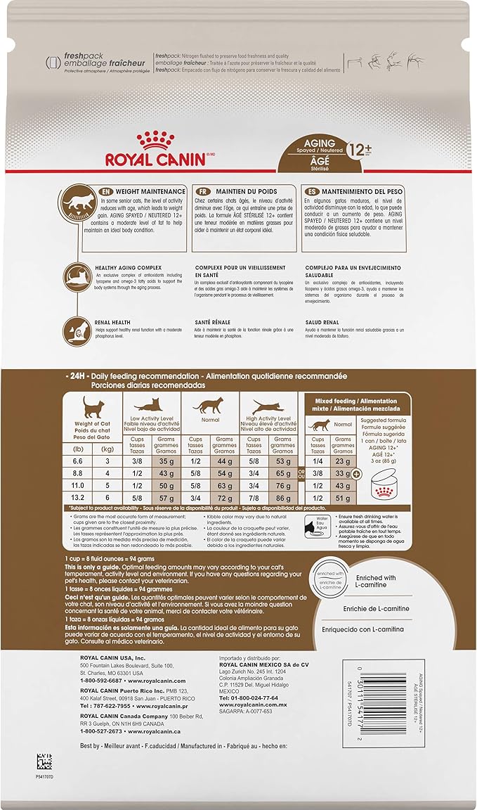 Royal Canin Feline Health Nutrition Aging Spayed/Neutered Senior Dry Cat Food, 7 lb Bag