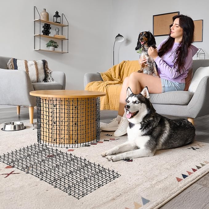 Zopeal 13ft Cat Repellent Mat with 12 Ground Stakes 12 Zip Ties, Spikes Deterrent Mat Keep Dog Off Couch for Indoor Outdoor Keep Pet Off Yard Garden