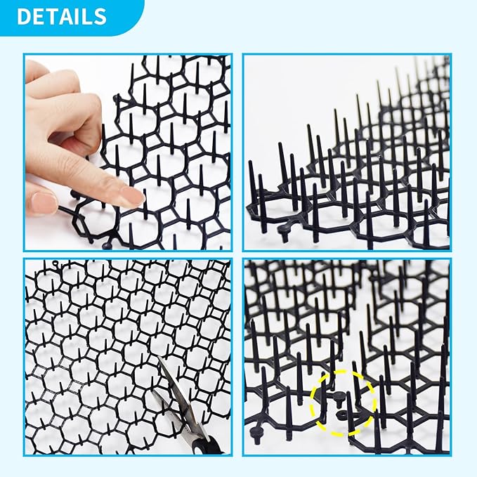 10 Pack 16 x 8 Inch Cat Scat Mat with Spikes, Scat Mat for Cats Cat Deterrent Mat Digging Stopper Repellent Spike Mat