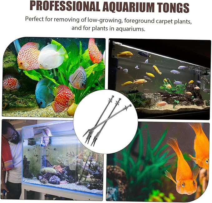 DOITOOL 3pcs Professional Aquarium Feeding Tongs Tweezers for Easy Cleaning Plant Care for Low-Growing Aquatic Plants Fish Tanks and Aquariums