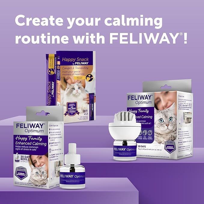 FELIWAY® Optimum 30 Day Cat Calming Refill for Pheromone Diffuser, 48ml - Helps Reduce Common Signs of Stress in Cats & Kittens, Enhanced Calming