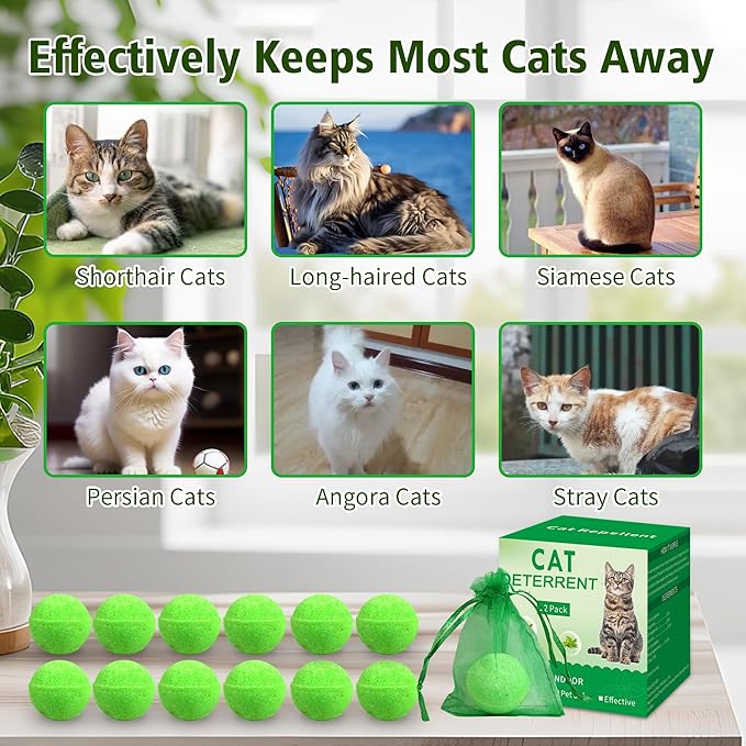 12 Pack Cat Deterrent Outdoor Indoor, Natural Deterrent for Yard, Keep Cat Away