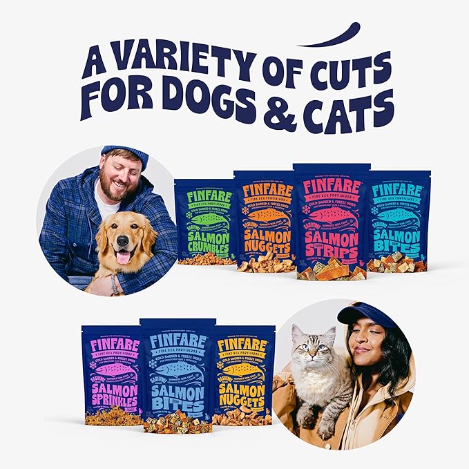 Finfare Freeze Dried Salmon Nuggets, Grain Free Salmon Cat Treats, High Protein & Omega-3s to Support Skin, Coat & Wellness, Crafted in USA, 6oz