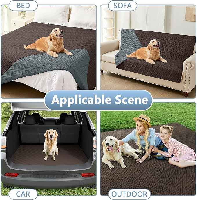 hyha Waterproof Dog Blanket, Soft Pet Bed Blankets, Waterproof Sofa Couch Cover for Dogs Washable, Reversible Pet Couch Covers for Sofa Furniture (30x70 Inch, Chocolate/Dark Grey)