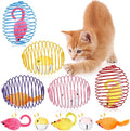 Jecery Cat Spring Balls Toys Stretchable Rolling Balls Colorful Playful Coils Interactive Action Toy Caged Rats for Kitten Pet Supplies (Mouse and Bell,Multicolor,5 Pcs)