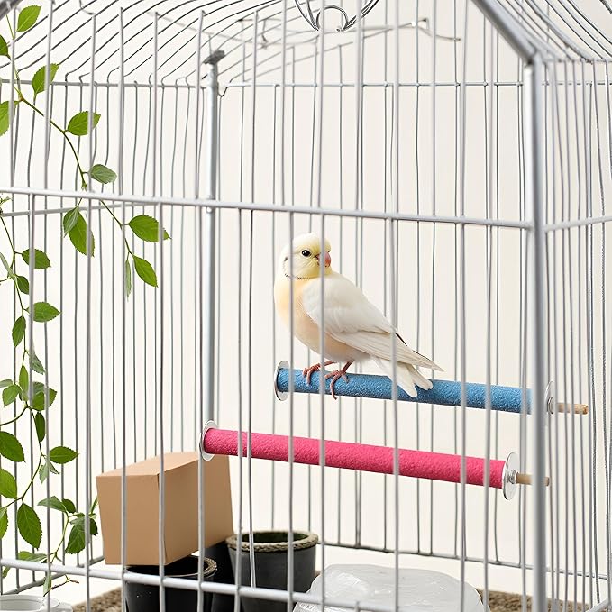 2 Pcs Multi-Color Random Bird Perch Stand Toy Wood Parrot Perch Stand Grinding Claw Sticks Sanded Surface Cage Toy for Parakeets Finches Parakeet Toys Birdcage Accessories