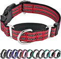 Hikiko Martingale Dog Collars Reflective Nylon Dog Collar with Quick Release Buckle Adjustable Training No Slip Dog Collar (X-Large, Red)