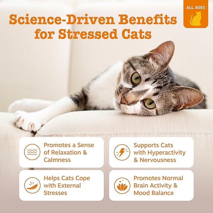 Zesty Paws Calming Chews for Cats - Composure & Relaxation for Everyday Stress & Separation - with Ashwagandha, Organic Chamomile, L-Theanine & L-Tryptophan – Bacon - 60 Count - Cat