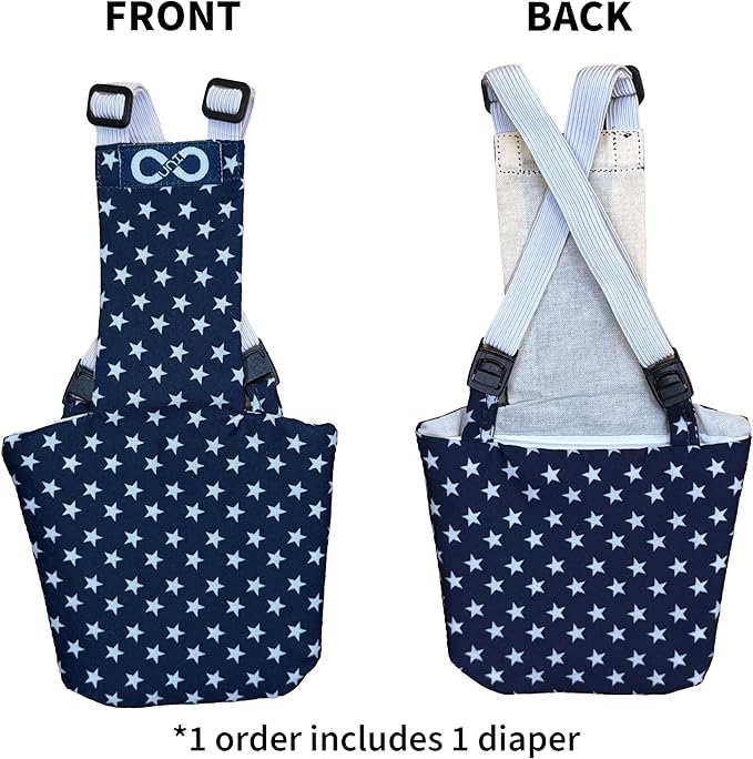 Chicken Diapers Duck Diaper Diaperalls for Hens, Roosters, Ducks, Ducklings - Reusable, Adjustable by Uni Infinity (Stars USA, Chicken Medium, 1, Count)