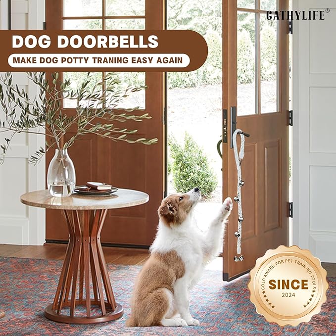 Dog Doorbells for Potty Training, Poly Urethane Puppy Door Bells, Hand-Woven Dog Bells for Dog Training, Extra Loud Bells for Door Knob, Ring to Go Outside Doggie Pet Supplies.