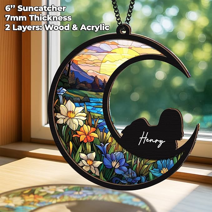6'' Lhasa Apso Memorial Suncatcher, Personalized Name Dog Breed, Lhasa Apso Ornament Window Hanging, Sympathy Gift for Loss of Pet, Passed Away Remembrance Gift for Dog Lovers