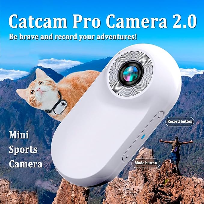 Dog Camera 2.0 Waterproof 1080p Pet Action Camera,Cat Cameras Collar Real Time Feed,Wireless Mini Sport Cam,with 32g Card (Black)