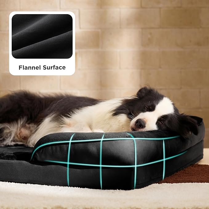 Bedsure L Plus Orthopedic Dog Bed for Large Dogs - Washable Dog Cat Bed Waterproof, L Plus Big Comfort Dogs Couch Sofa with Washable Removable Cover, Pet Bed with Nonskid Bottom, Black, 38"
