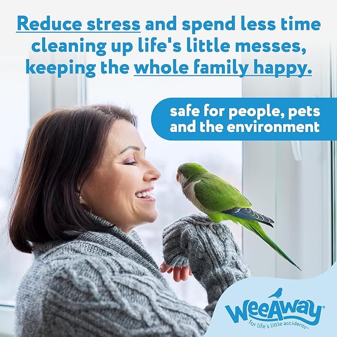 Wee Away Bird Cage Cleaner for Small Cages, Droppings Remover, Enzyme Cleaning Spray for Perches, Feeders, and Walls, Unscented, 16 fl oz