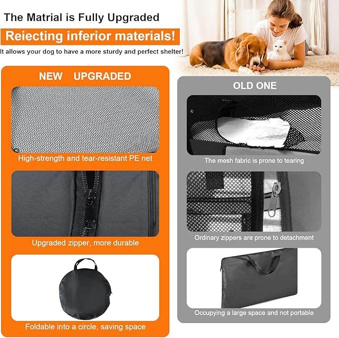 Portable cat playpen, 2-in-1 Dog playpen Indoor, Puppy Dog Play Pen for Indoors, cat cage Crate for Dogs Indoor, Independently Usable cat Tents for Indoor Cats, Collapsible pet playpen(Medium)