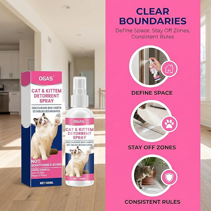 Cat Deterrent Spray, Cat Repellent Indoor for Furniture Protection, Botanical Anti Pee Spray for Cats, Helps Stop Urine Marking & Scratches