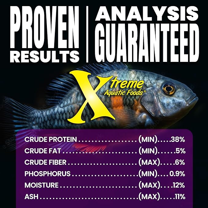 Xtreme Cichlid Peewee 1.5 mm Pellets - Proven Nutrition for Cichlids - Balanced Amino Acids, Boost Immune & Digestive Health, Color & Energy, Max Protein Freshwater Fish Food – USA Farm Grown (38oz)