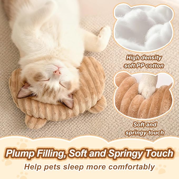 Jiupety Dog Calming Pillow, Soft and Neck-Friendly, Washable Pet Neck Pillows for Small Medium Large Dogs and Cats, 11" x 8", Coffee