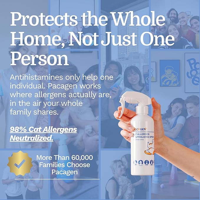 Pacagen Cat Allergen Neutralizing Spray for Humans - Perfect for Home Use, Immediate Results, Easy to Use, and Pet Friendly - A Few Sprays Away from A Clear Day
