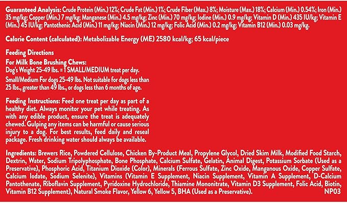 Milk-Bone Brushing Chews Original Chicken Flavor Daily Dental Dog Treats, Small/Medium, 27.5 Oz. Bag