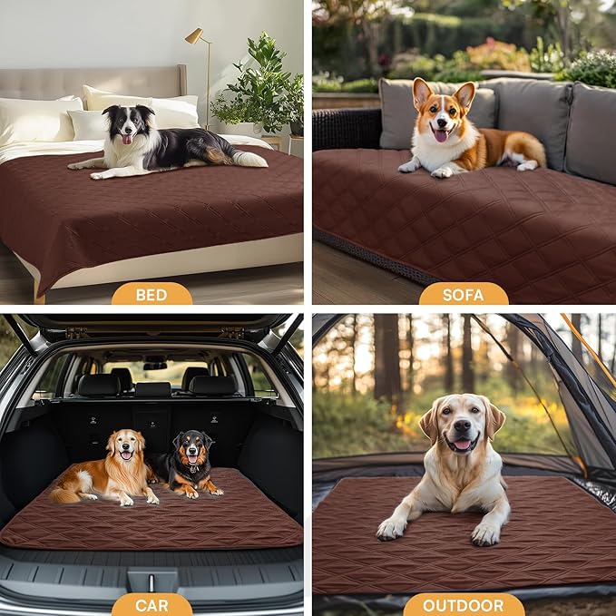 Luciphia 100% Waterproof Couch Cover Blanket for Dogs Anti-Slip Pet Couch Protector Sofa Mat Puppy Cat Blanket with Non-Slip Bottom, Coffee Brown, 30x70 Inch