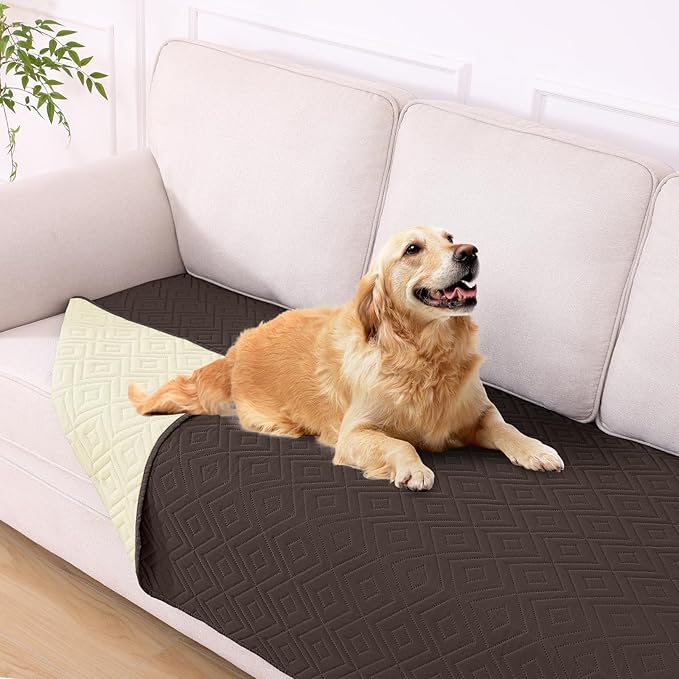 hyha Waterproof Dog Blanket, Soft Dog Bed Cover Pet Blankets, Waterproof Sofa Couch Cover for Dogs Washable, Reversible Pet Couch Covers for Sofa Furniture (40x70 Inch, Chocolate/Beige)