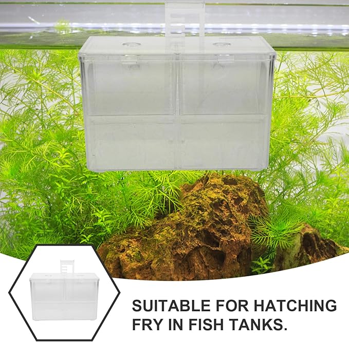 Milisten Fish Breeding Box Aquarium Incubator Divider for Shrimp and Fry Transparent Hatchery Easy to Clean and Install Portable Fish Isolation Tank