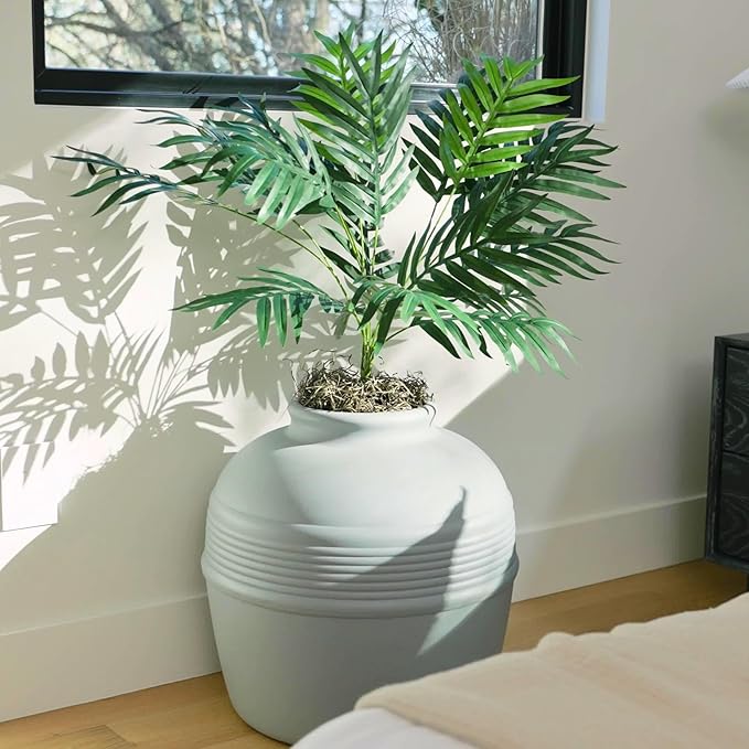 Good Pet Stuff Hidden Litter Box Planter, Decorative Cat Litter Enclosure with Carbon Filter, Artificial Plant, Easy Clean, Indoor Design, Original Round Style, Base Kit, Stone Gray
