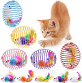 Jecery 5 Pcs Cat Spring Balls Toys Stretchable Rolling Balls Colorful Playful Coils Interactive Action Toy Caged Rats for Kitten Pet Supplies (Cute Mouse,Bright Color)