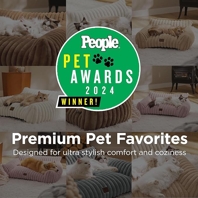 Bedsure ComfyFleece™ Cute Dog Couch for Medium Dogs - As Seen on TV on Good Day New York, Dog Couch Bed with Removable, Washable Cover, Supportive Pet Sofa, for Medium Large Dogs, 36inch, Cream