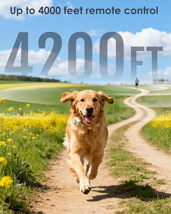 Jugbow Dog Shock Collar - 4200FT Dog Training Collar with Remote for Large Medium Small Dogs, Electric Collar with Beep/Safe Static/Vibration, Rechargeable Waterproof IPX8 E Collars (Beige)