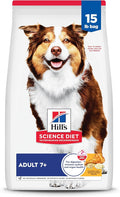 Hill's Science Diet Adult 7+, Senior Adult 7+ Premium Nutrition, Dry Dog Food, Chicken, Brown Rice, & Barley, 15 lb Bag