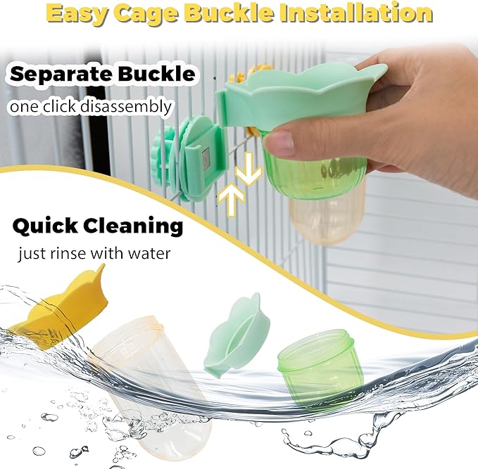 2Pcs Bird Cage Feeder for Vegetable & Water/Pellets, Parrot Veggies Holder with Water-Storage Design to Keep Greens Fresh, No Mess Hanging Bird Feeding Bowls, Separate Design for Balanced Nutrition