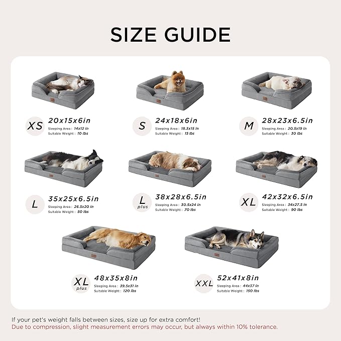 Bedsure Small Orthopedic Dog Bed - Washable Bolster Dog Sofa Beds for Small Dogs, Supportive Foam Pet Couch Bed with Removable Washable Cover, Waterproof Lining and Nonskid Bottom Couch, Pink