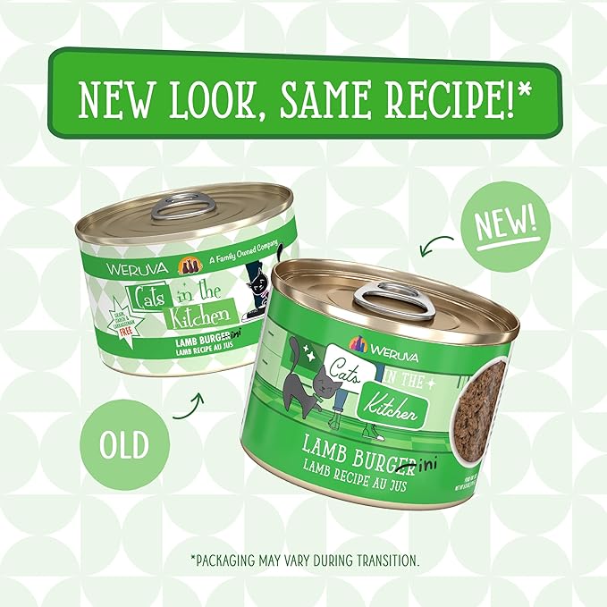 Weruva Cats in The Kitchen, Lamb Burger-ini with Lamb Au Jus Cat Food, 6oz Can (Pack of 24)