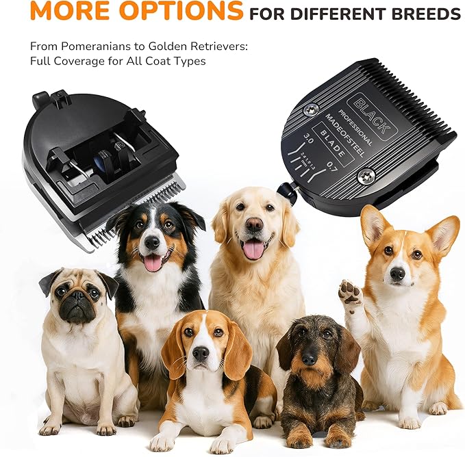 5-in-1 Stainless Steel Adjustable Dog Grooming Replacement Blades Compatible with Wahl Animal Clippers: Arco, Bravura, Chromado, Creativa, Figura, Motion