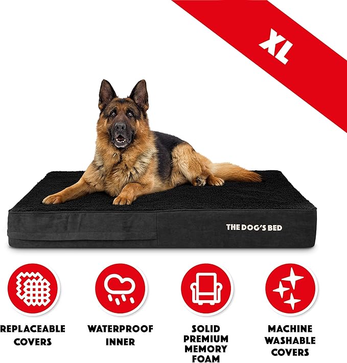 The Dog’s Bed Orthopedic Memory Foam Dog Bed Mattress, Plush Fabric, Black Plush, XL, 6-Inch