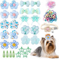 180+ Pcs Green Dog Hair Accessories Set,Small Dog Hair Bows with Rubber Bands,Cute Puppy Hair Ties,Bowties for Small Dogs Cats,Dog Hair Clip,Floral Bell Collar,Flower Scrunchie