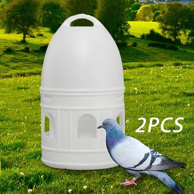 2X Pigeon Water Dispenser Automatic Feeder, 10L Water Pot Container, Large Capacity Waterer, Bird Feeding Drinker for Chicken Parrot Duck Parakeet