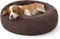 Bedsure Calming Dog Bed Medium Size Dog - 30in Donut Round Washable Medium Pet Bed,Anti-Slip＆Removable Cover,420GSM Anti-Anxiety Fluffy Plush Faux Fur,Fits up to 45 lbs Pets,Plus Version