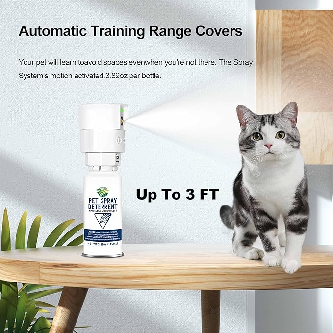 Cat Spray Deterrent System [2 Pack] Pet Deterrent Device Refill 4 Pack White