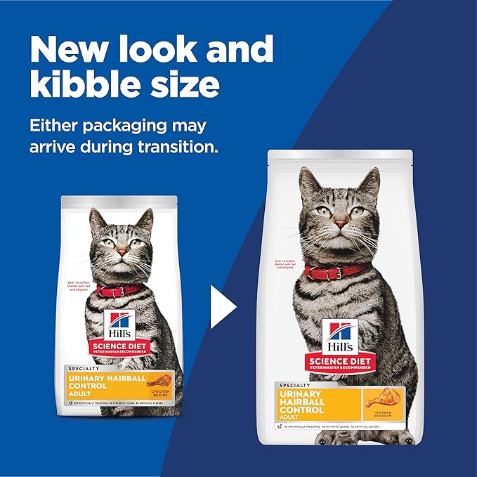 Hill's Science Diet Adult 1-6 Urinary Hairball Control Dry Cat Food, Chicken Recipe, 3.5 lb. Bag
