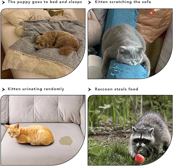 Pet Repellent Mat, White, 6.5 feet with 8 Ground Stakes 8 Zip Tie, Cat Repellent Mat with Gentle Spikes for Garden/Backyard, Dog and Raccoon Deterrent Mat, 78.74 inches x 11 inches.