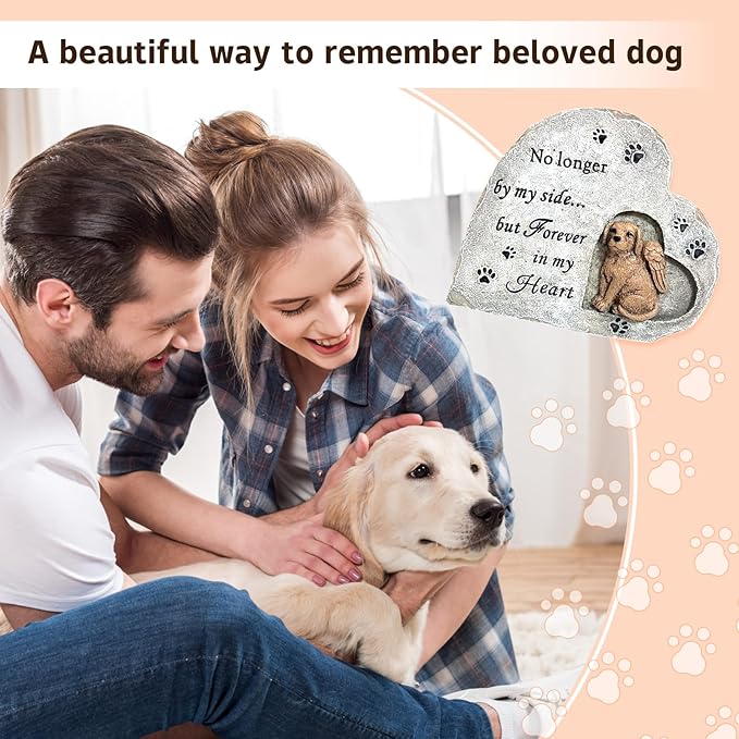 Dog Memorial Headstone, Pet Memorial Stone Sympathy Gift Outdoor Grave Marker Garden Stone Statue Dog Tombstone Comfort Gift