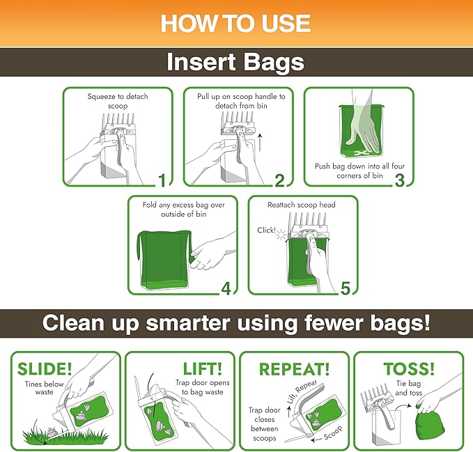 Neater Pet Brands Lift N’ Bag 2.0 Dog Pooper Scooper with Bag Attachment for Small to Large Dogs, New & Improved Design, 195 Refill Bags, Heavy Duty Dog Poop Scooper for Yard & Walks, One-Hand Use