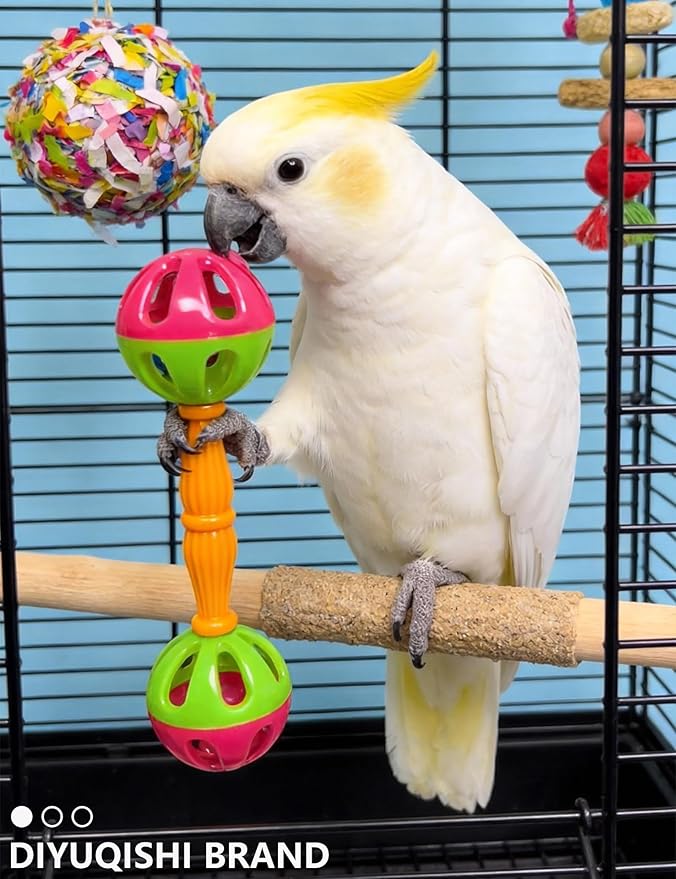 18-Pack Bird Toys for Parrots – Colorful Bells & Woven Balls for Fun Exercise & Mental Stimulation, Fits Small to Large Birds (1.5'' - 5.5'')